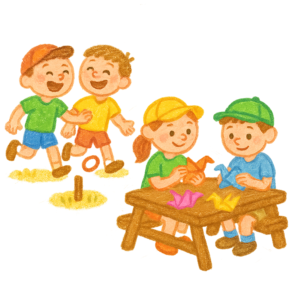 Happy children playing on a summer field